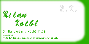milan kolbl business card